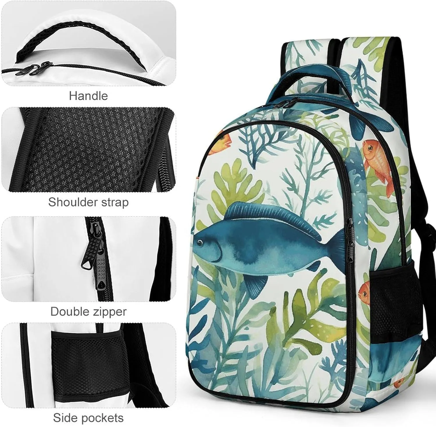 Backpack for Men Women Laptop Backpack Marine Animal Pattern Casual Daypack Laptop Bag for Travel
