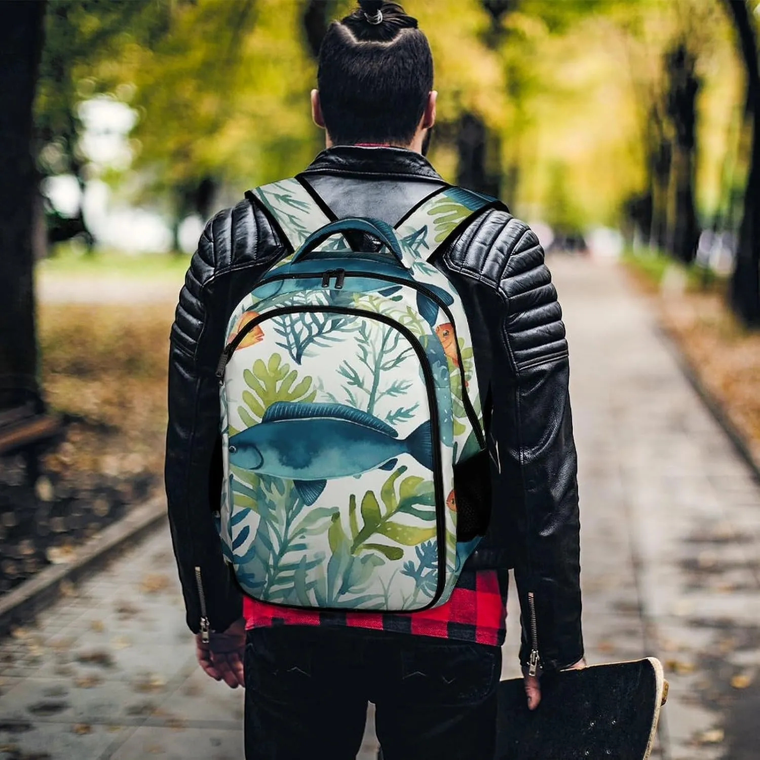 Backpack for Men Women Laptop Backpack Marine Animal Pattern Casual Daypack Laptop Bag for Travel