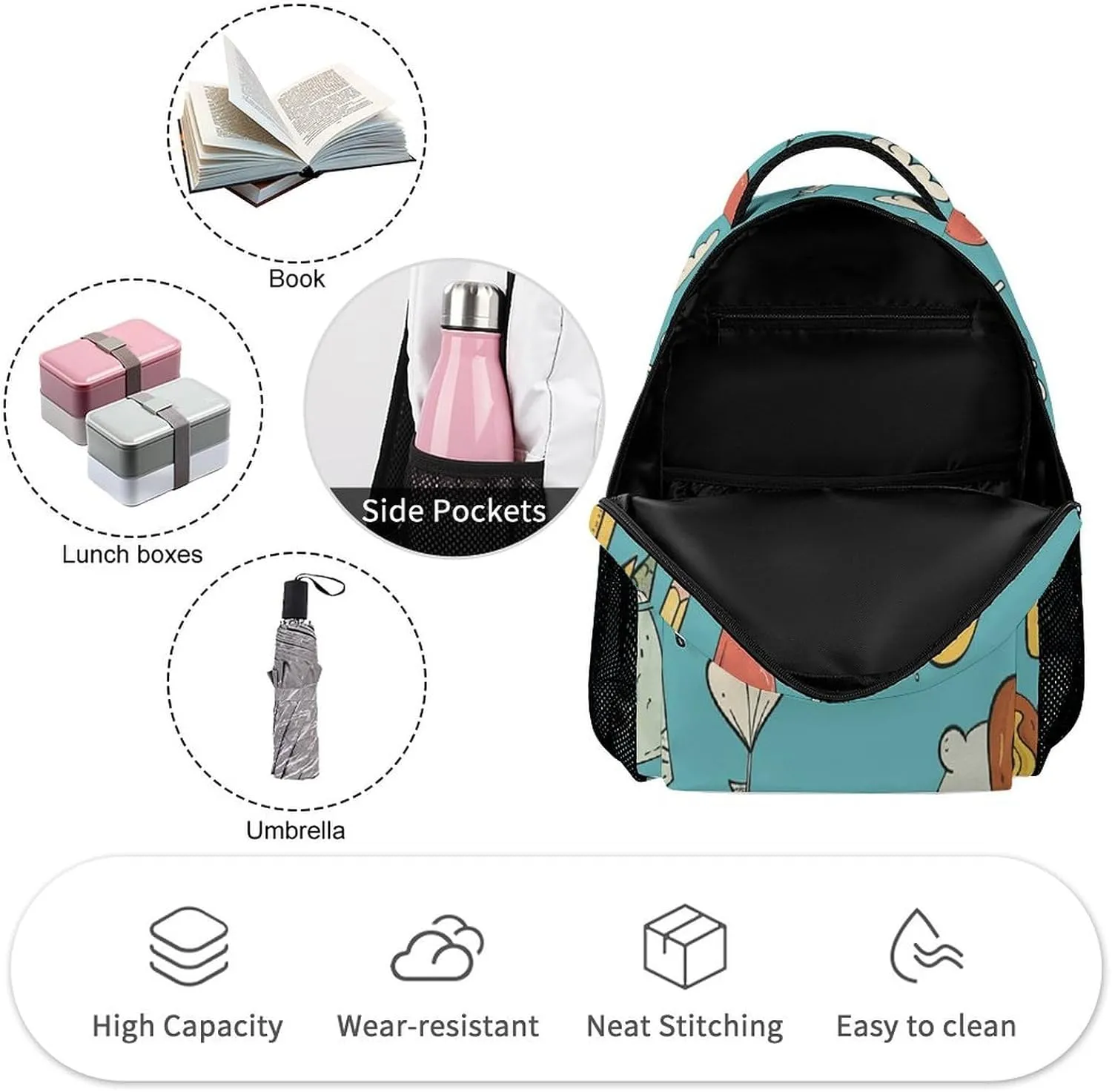 Backpack for Men Women Laptop Backpack Mustard Hot Dog Pattern Casual Daypack Laptop Bag for Travel