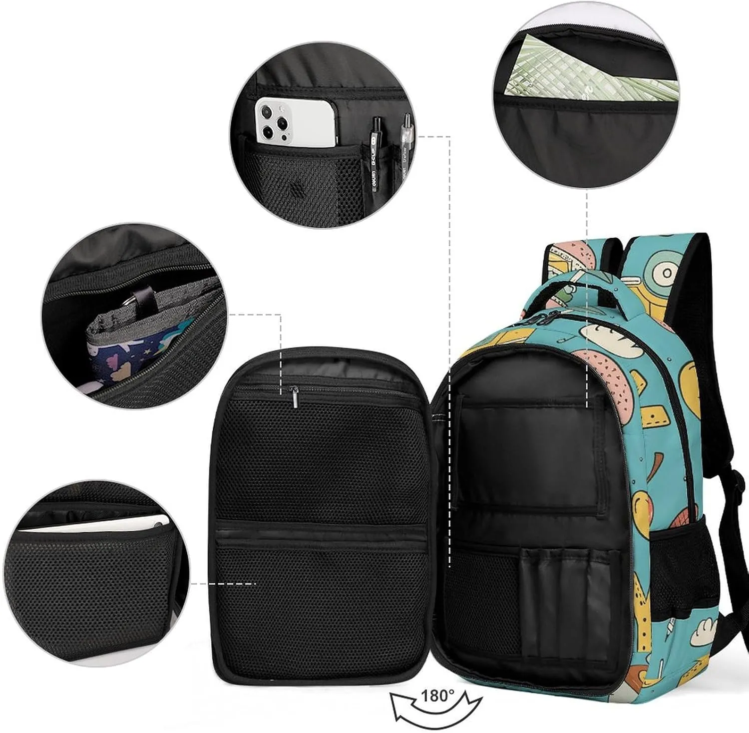 Backpack for Men Women Laptop Backpack Mustard Hot Dog Pattern Casual Daypack Laptop Bag for Travel