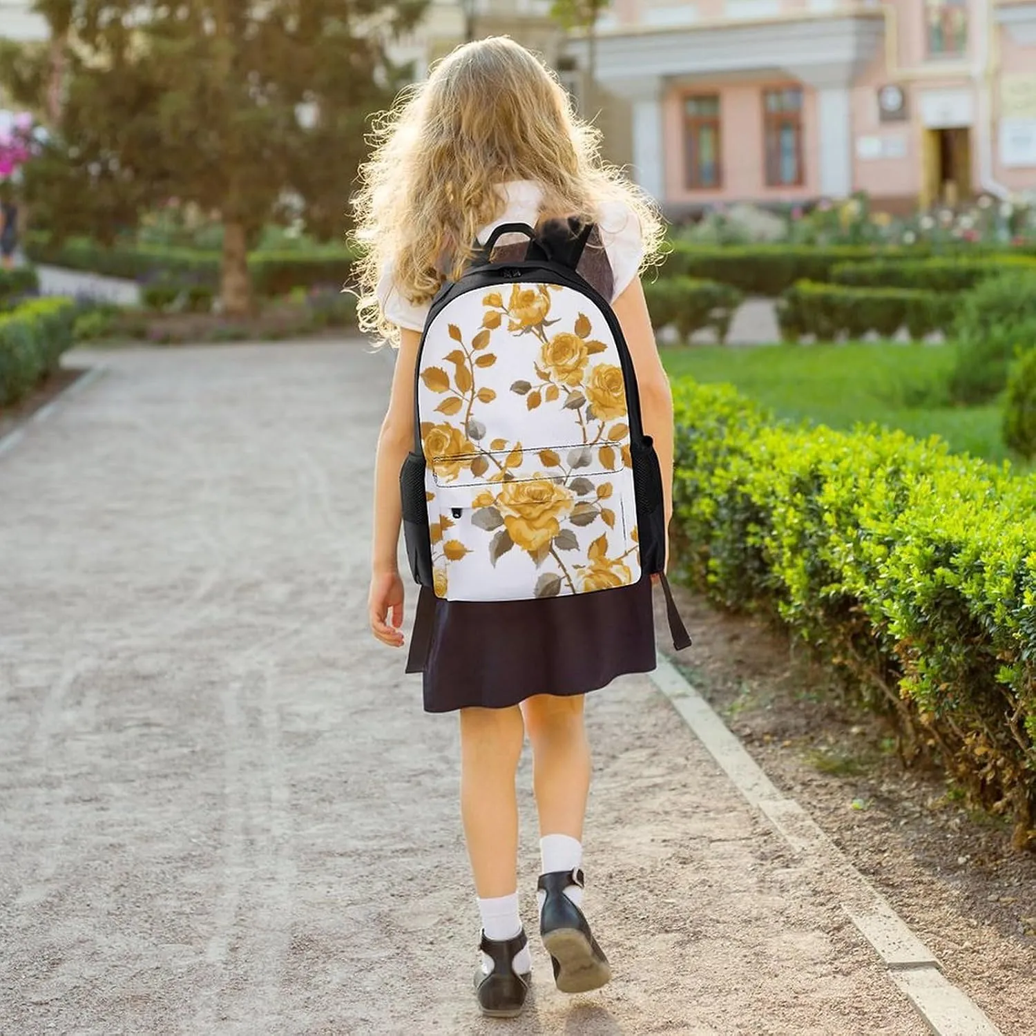 Backpack for Men Women Laptop Backpack Mustard Yellow Rose Casual Daypack Laptop Bag for Travel, 42x30.5cm