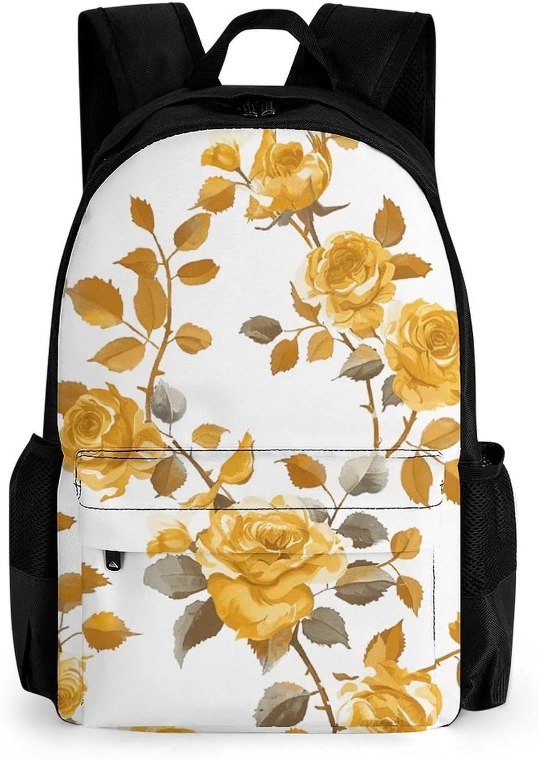 Backpack for Men Women Laptop Backpack Mustard Yellow Rose Casual Daypack Laptop Bag for Travel, 42x30.5cm