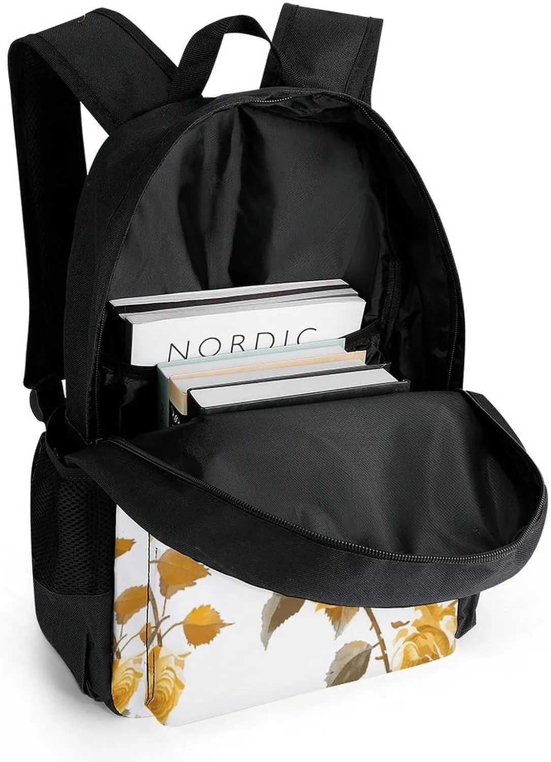 Backpack for Men Women Laptop Backpack Mustard Yellow Rose Casual Daypack Laptop Bag for Travel, 42x30.5cm