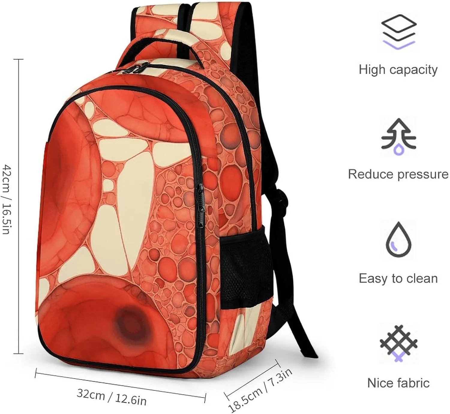 Backpack for Men Women Laptop Backpack Realistic Red Cells Casual Daypack Laptop Bag for Travel