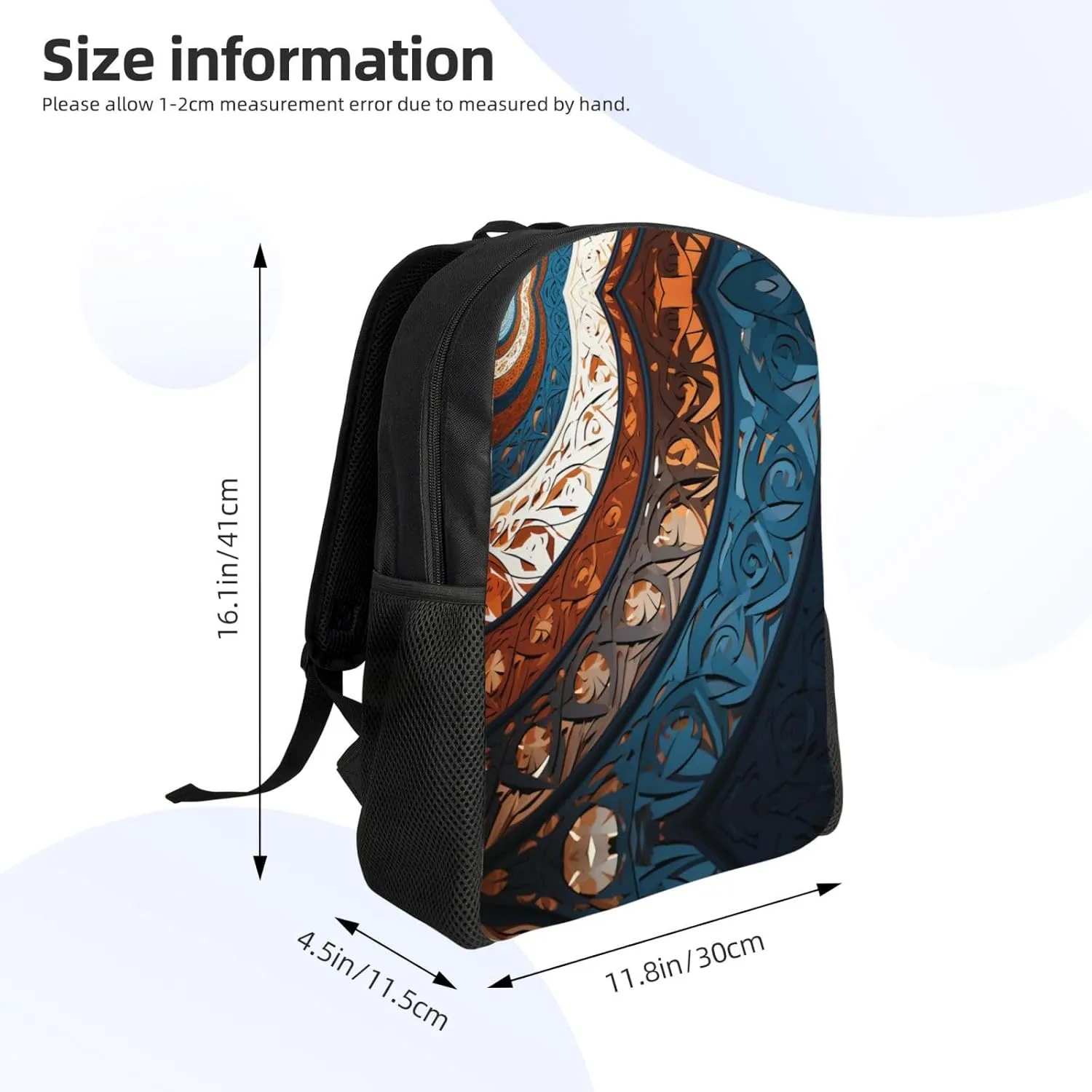 Backpack for Men Women Laptop Backpack Sunset at dusk Daypack Laptop Bag for Travel, Spiral and Curve Patterns, One Size