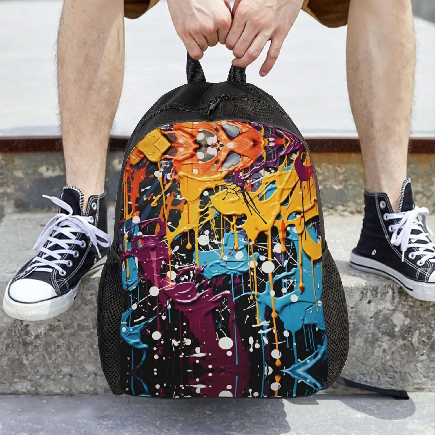 Backpack for Men Women Laptop Backpack Sunset at dusk Daypack Laptop Bag for Travel, Splatter Graffiti, One Size