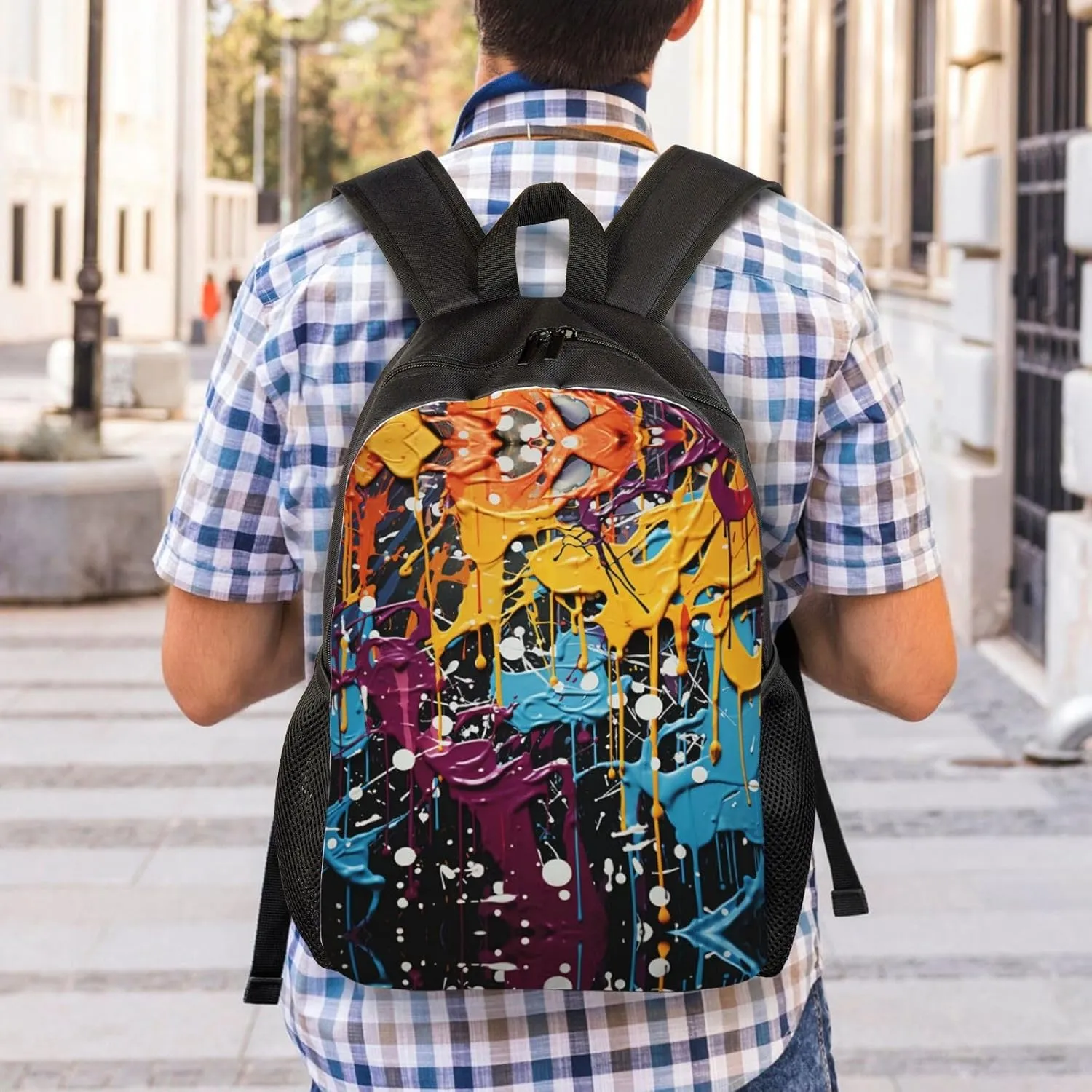 Backpack for Men Women Laptop Backpack Sunset at dusk Daypack Laptop Bag for Travel, Splatter Graffiti, One Size