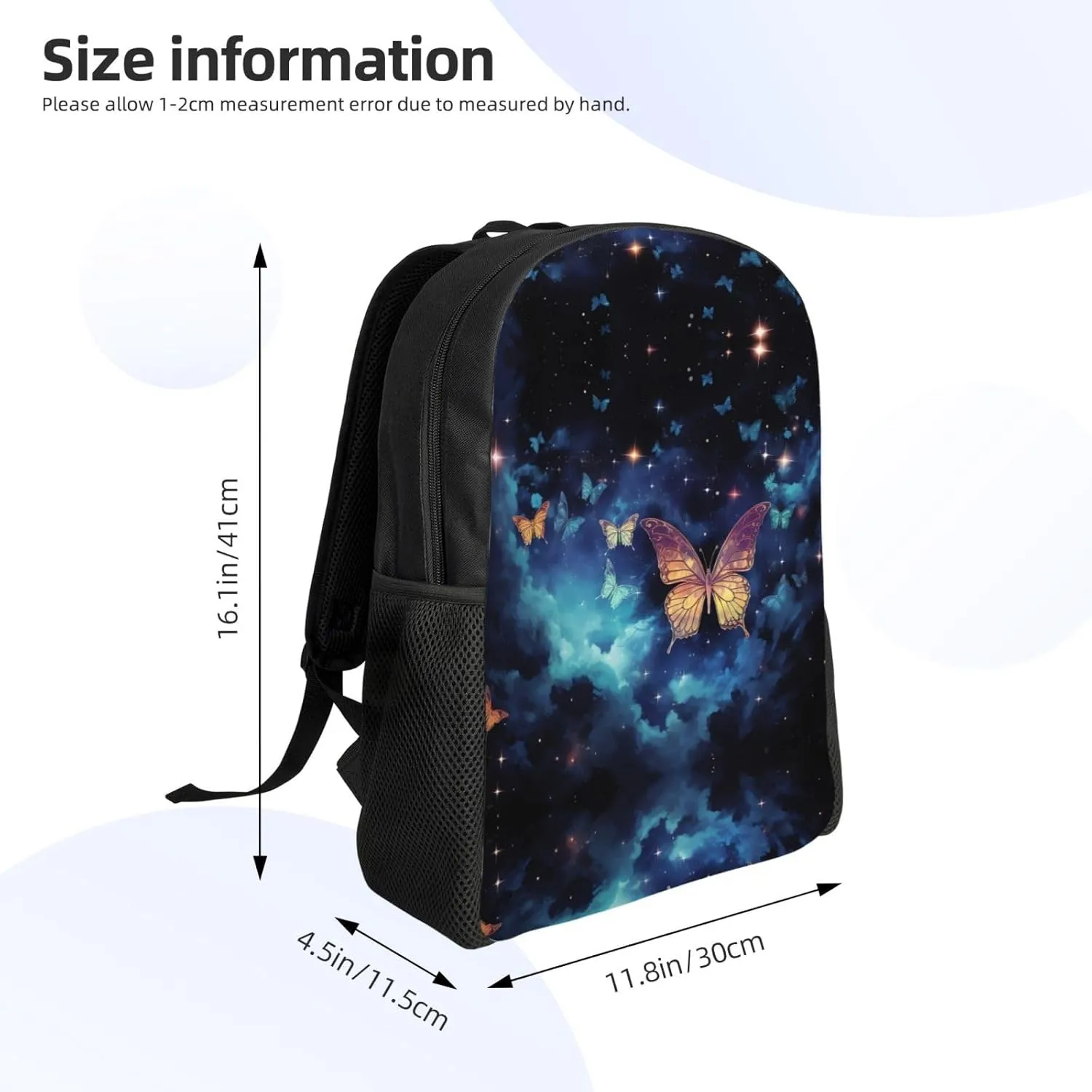 Backpack for Men Women Laptop Backpack Sunset at dusk Daypack Laptop Bag for Travel, Starry Sky Butterfly, One Size