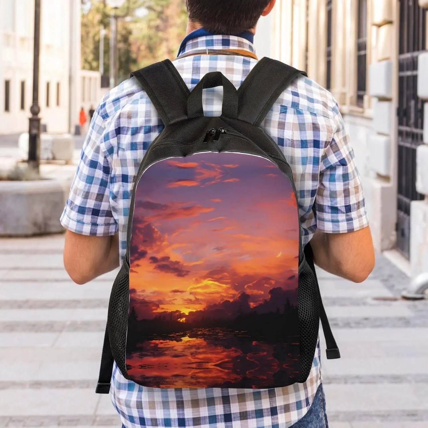 Backpack for Men Women Laptop Backpack Sunset at dusk Daypack Laptop Bag for Travel, Sunset at Dusk, One Size