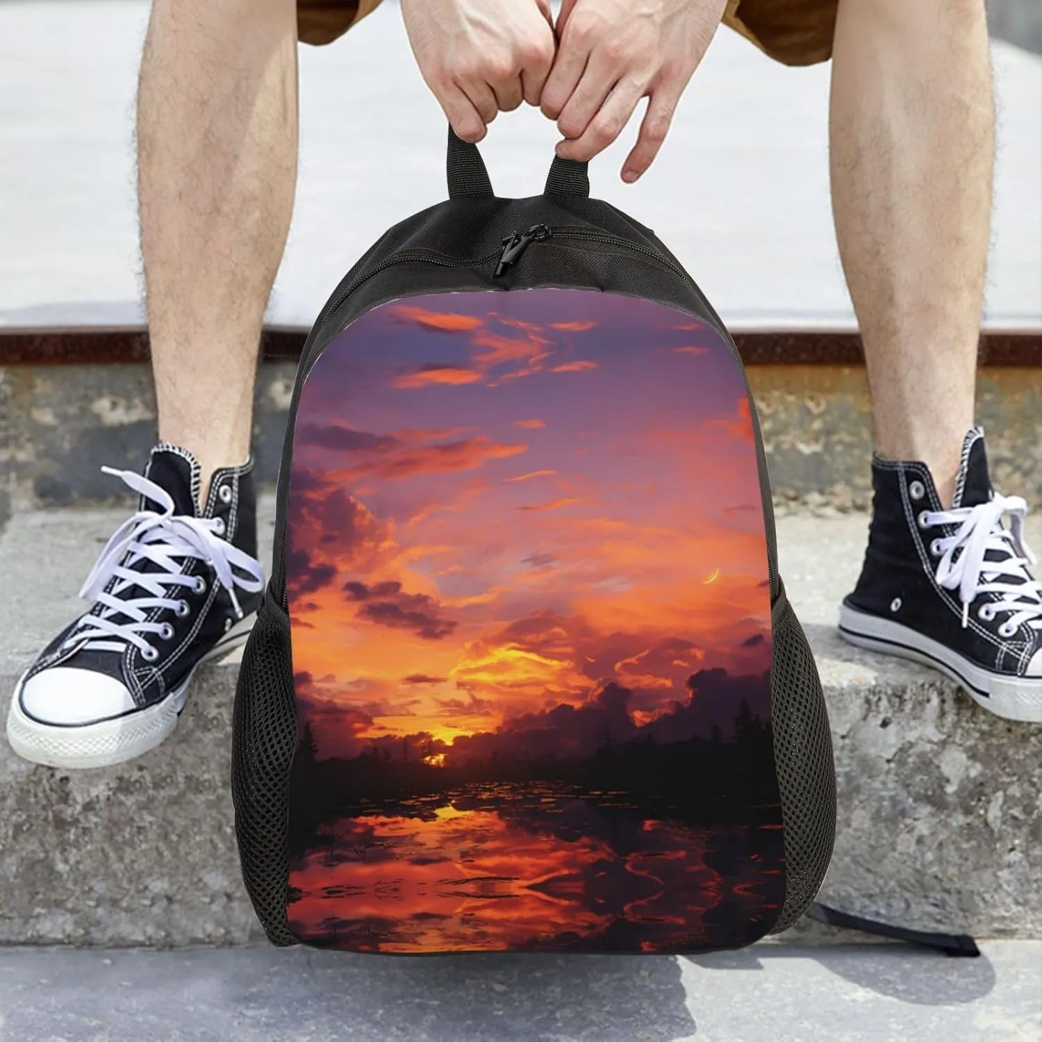 Backpack for Men Women Laptop Backpack Sunset at dusk Daypack Laptop Bag for Travel, Sunset at Dusk, One Size
