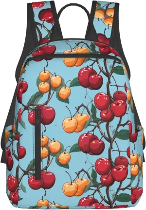 Backpack for Women Men Casual Travel Daypacks Evening in Vancouver Rucksuck for Work Cute Laptop Backpack, Cherry Pattern, One Size