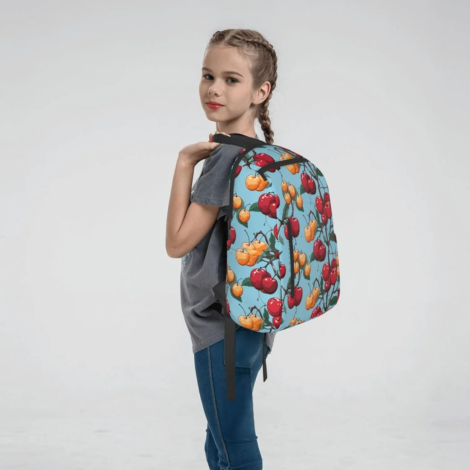 Backpack for Women Men Casual Travel Daypacks Evening in Vancouver Rucksuck for Work Cute Laptop Backpack, Cherry Pattern, One Size