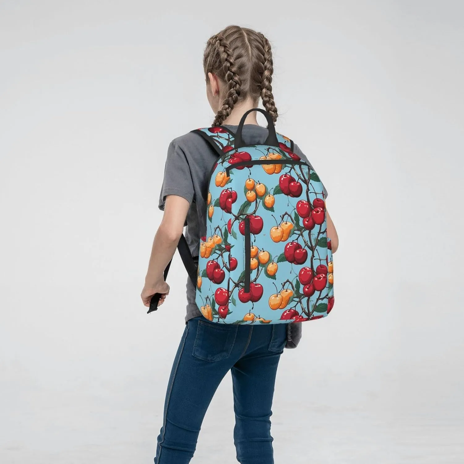 Backpack for Women Men Casual Travel Daypacks Evening in Vancouver Rucksuck for Work Cute Laptop Backpack, Cherry Pattern, One Size