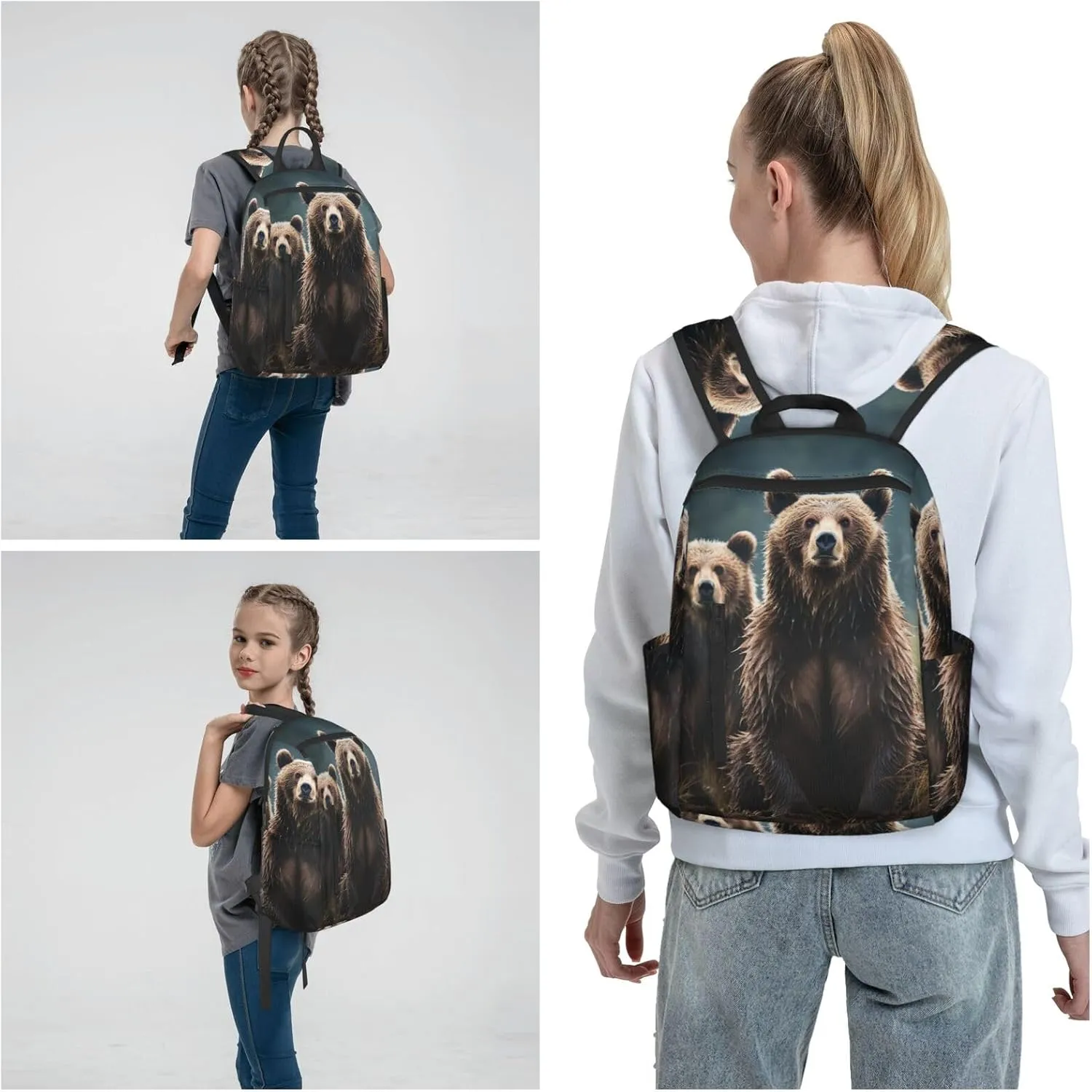 Backpack for Women Men Casual Travel Daypacks Evening in Vancouver Rucksuck for Work Cute Laptop Backpack, Encounter Animal Bear, One Size