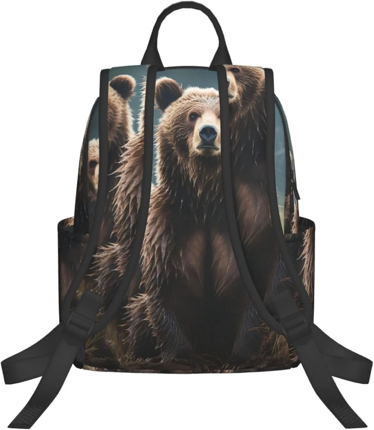 Backpack for Women Men Casual Travel Daypacks Evening in Vancouver Rucksuck for Work Cute Laptop Backpack, Encounter Animal Bear, One Size