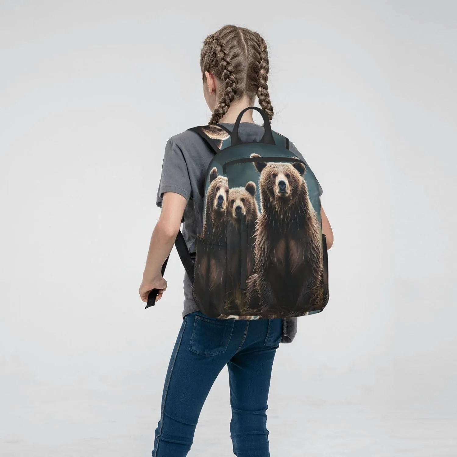 Backpack for Women Men Casual Travel Daypacks Evening in Vancouver Rucksuck for Work Cute Laptop Backpack, Encounter Animal Bear, One Size