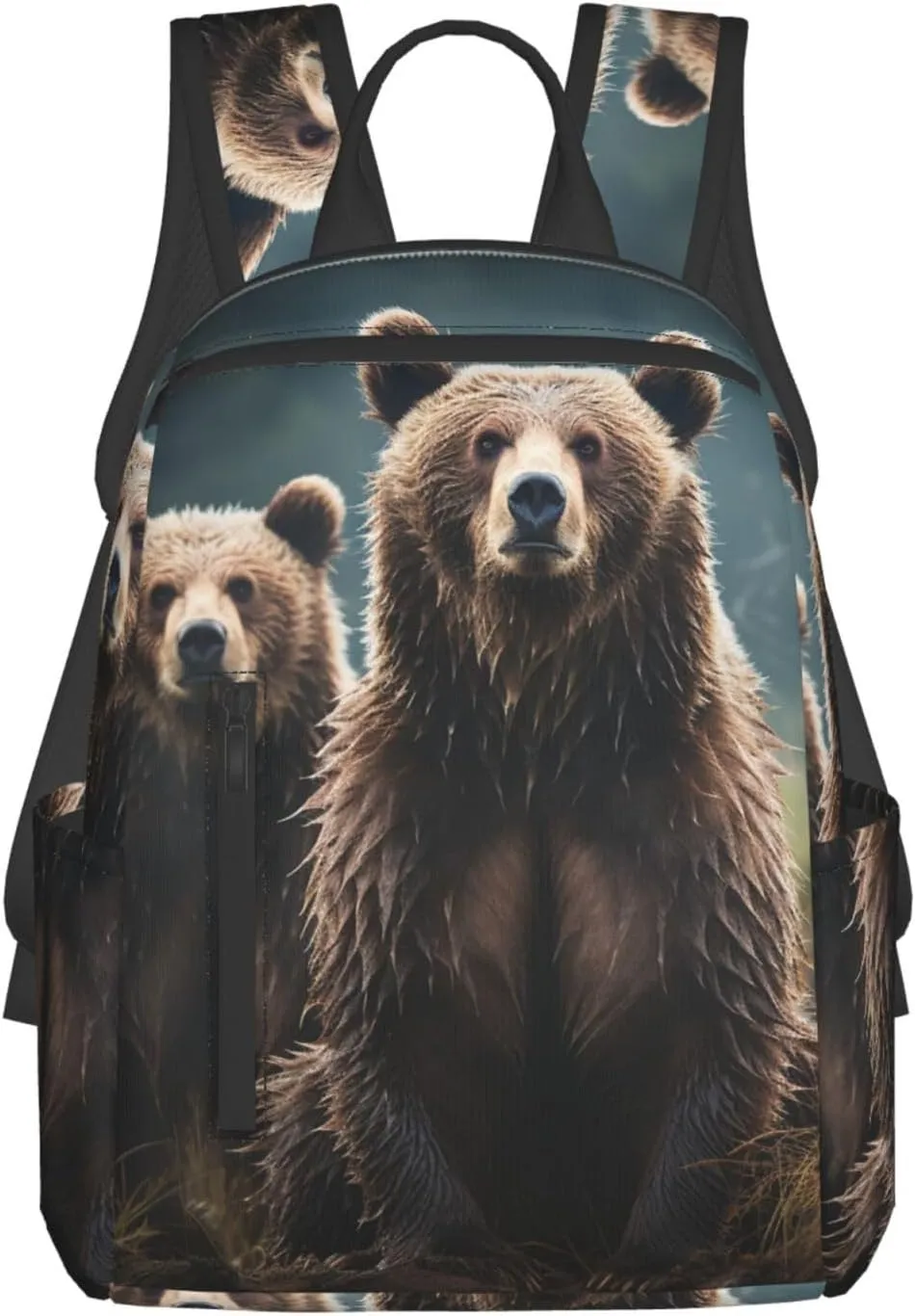 Backpack for Women Men Casual Travel Daypacks Evening in Vancouver Rucksuck for Work Cute Laptop Backpack, Encounter Animal Bear, One Size