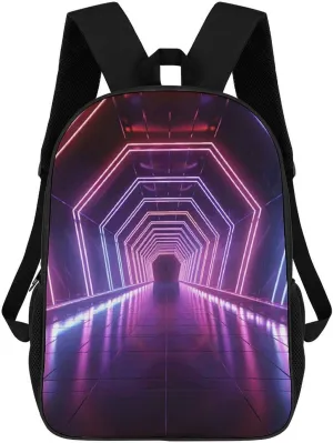 Backpack For Women Men Casual Travel Daypacks Neon Lights Tunnel Rucksuck For Work Cute Laptop Backpack