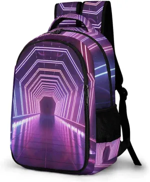 Backpack For Women Men Casual Travel Daypacks Neon Lights Tunnel Rucksuck For Work Cute Laptop Backpack