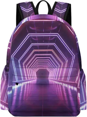 Backpack For Women Men Casual Travel Daypacks Neon Lights Tunnel Rucksuck For Work Cute Laptop Backpack