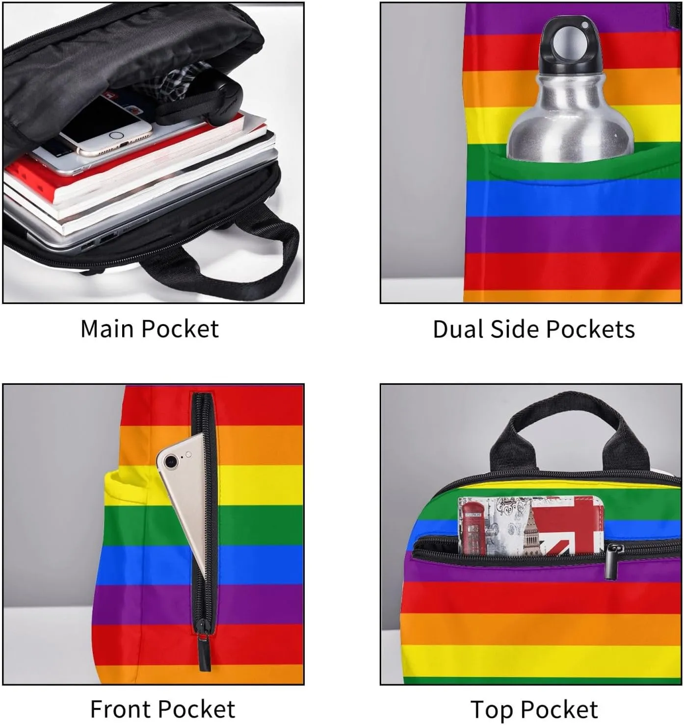 Backpack purse for women for Rainbow Lgbt Pride Flag Stripes rucksack anti-theft handbag travel bag