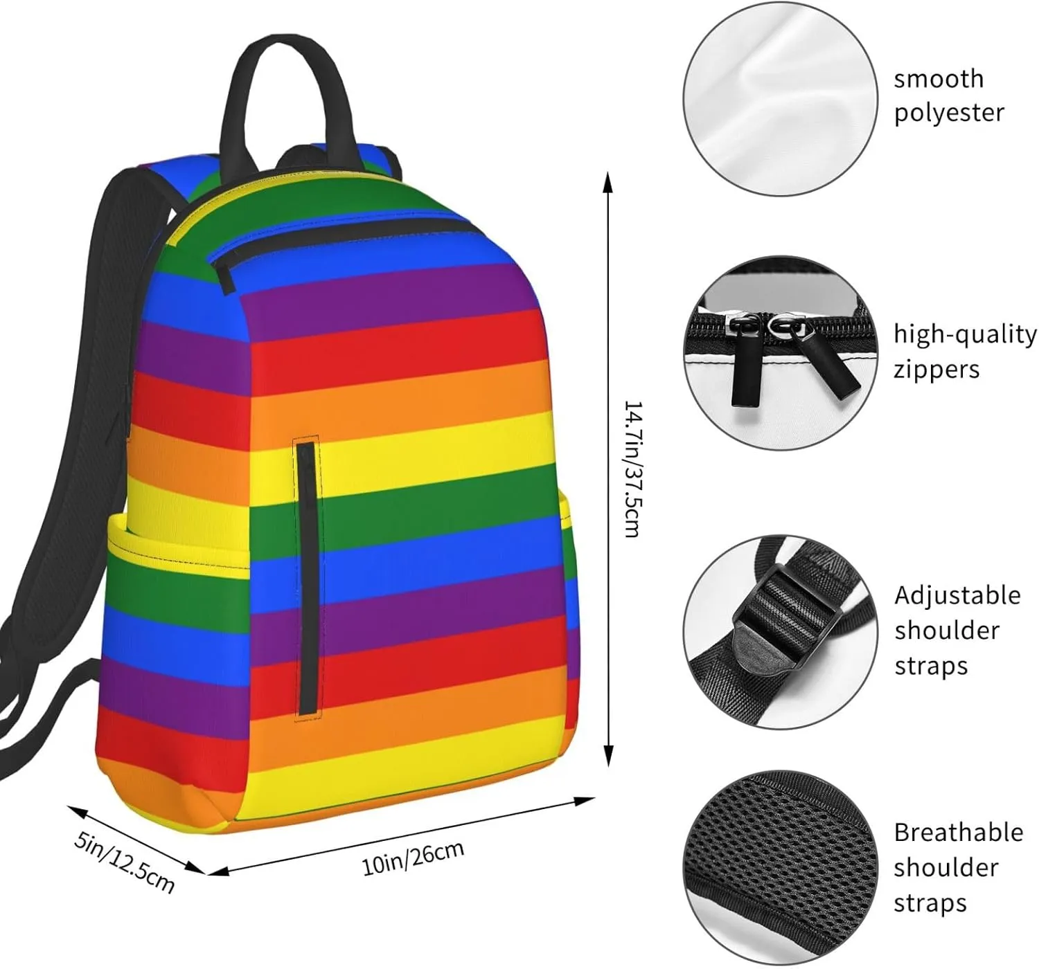 Backpack purse for women for Rainbow Lgbt Pride Flag Stripes rucksack anti-theft handbag travel bag