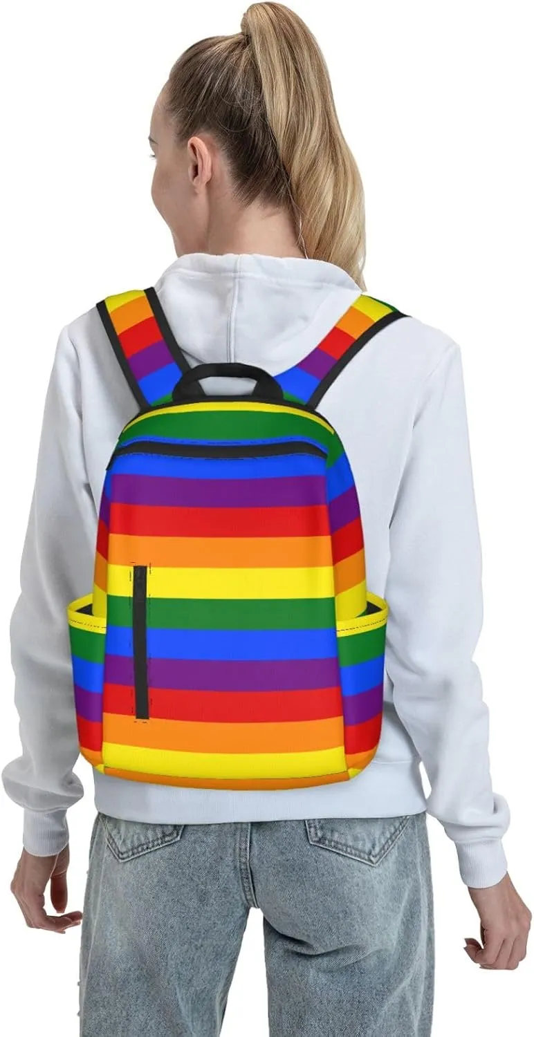Backpack purse for women for Rainbow Lgbt Pride Flag Stripes rucksack anti-theft handbag travel bag