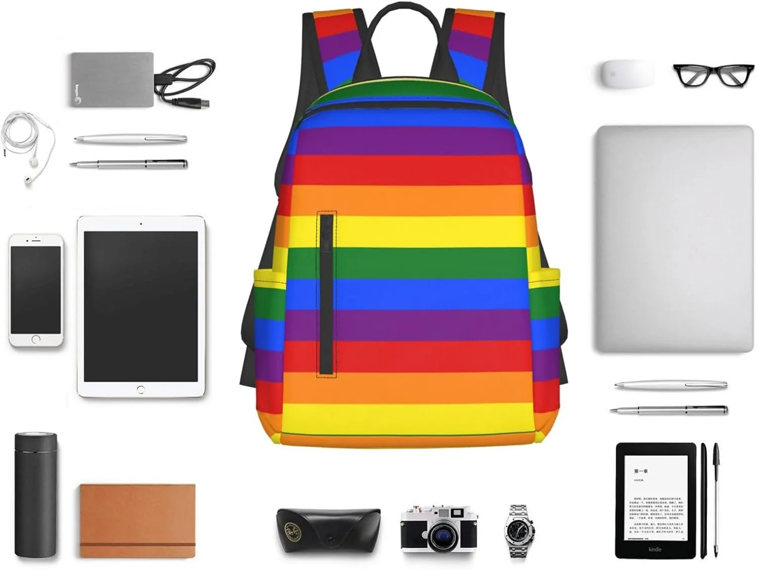 Backpack purse for women for Rainbow Lgbt Pride Flag Stripes rucksack anti-theft handbag travel bag