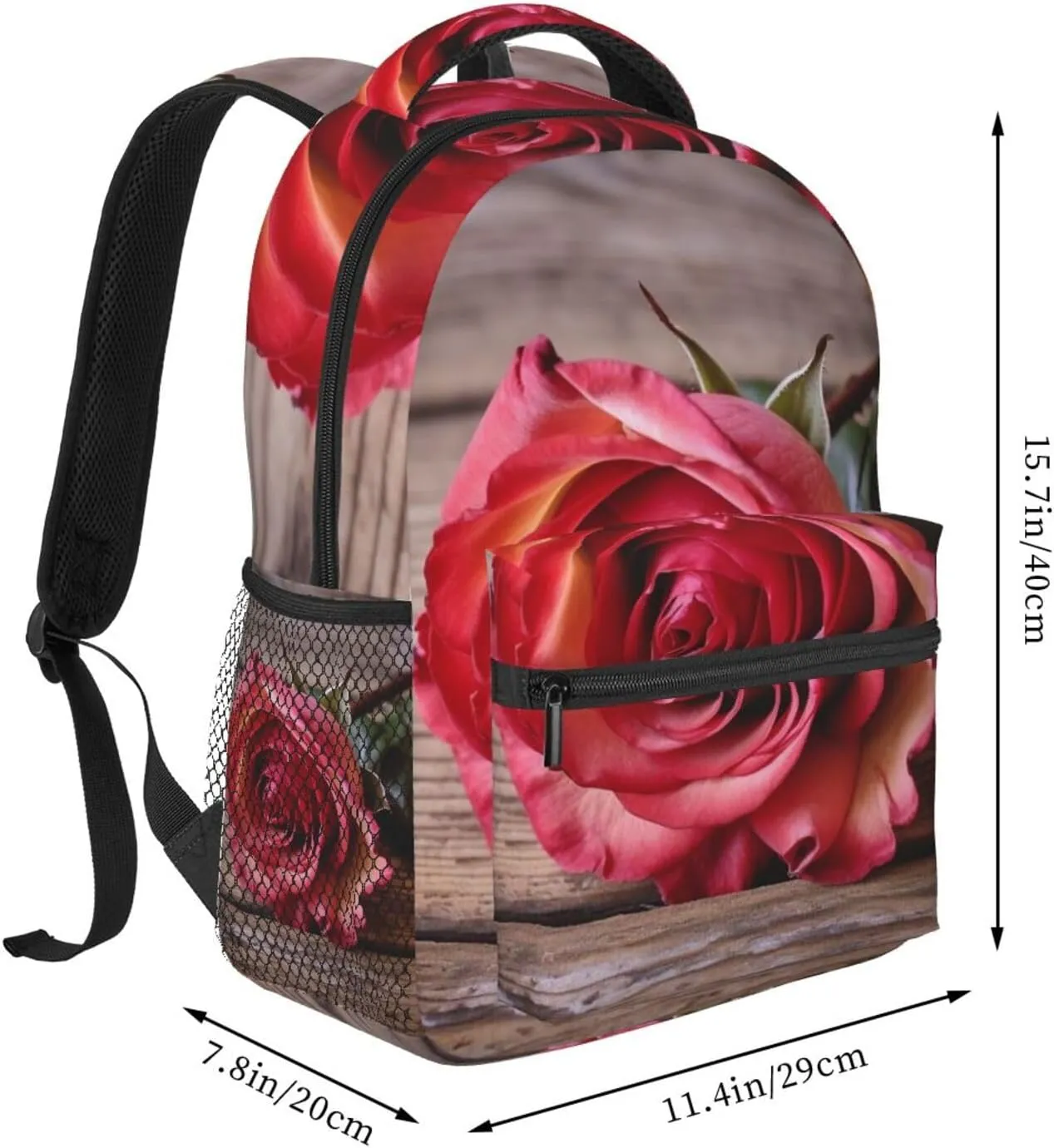 Backpack Travel Laptop Backpack for Men Women Lightweight Rucksack Rose on Old Wooden Board Casual Daypack