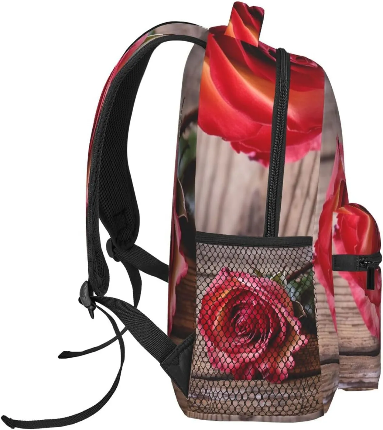 Backpack Travel Laptop Backpack for Men Women Lightweight Rucksack Rose on Old Wooden Board Casual Daypack