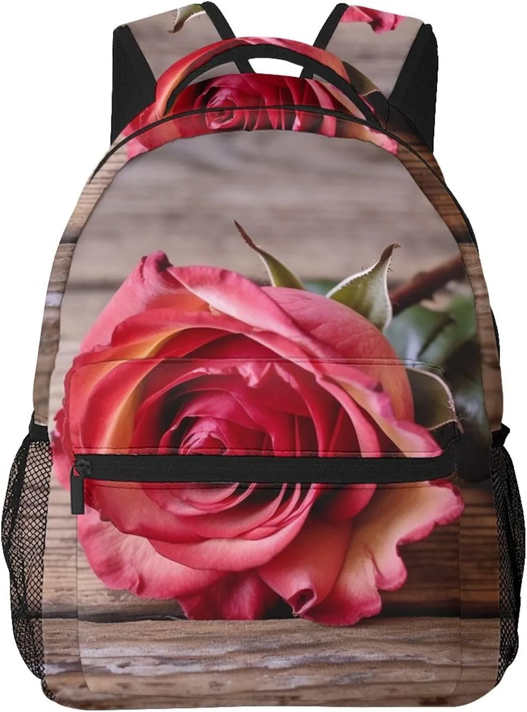 Backpack Travel Laptop Backpack for Men Women Lightweight Rucksack Rose on Old Wooden Board Casual Daypack