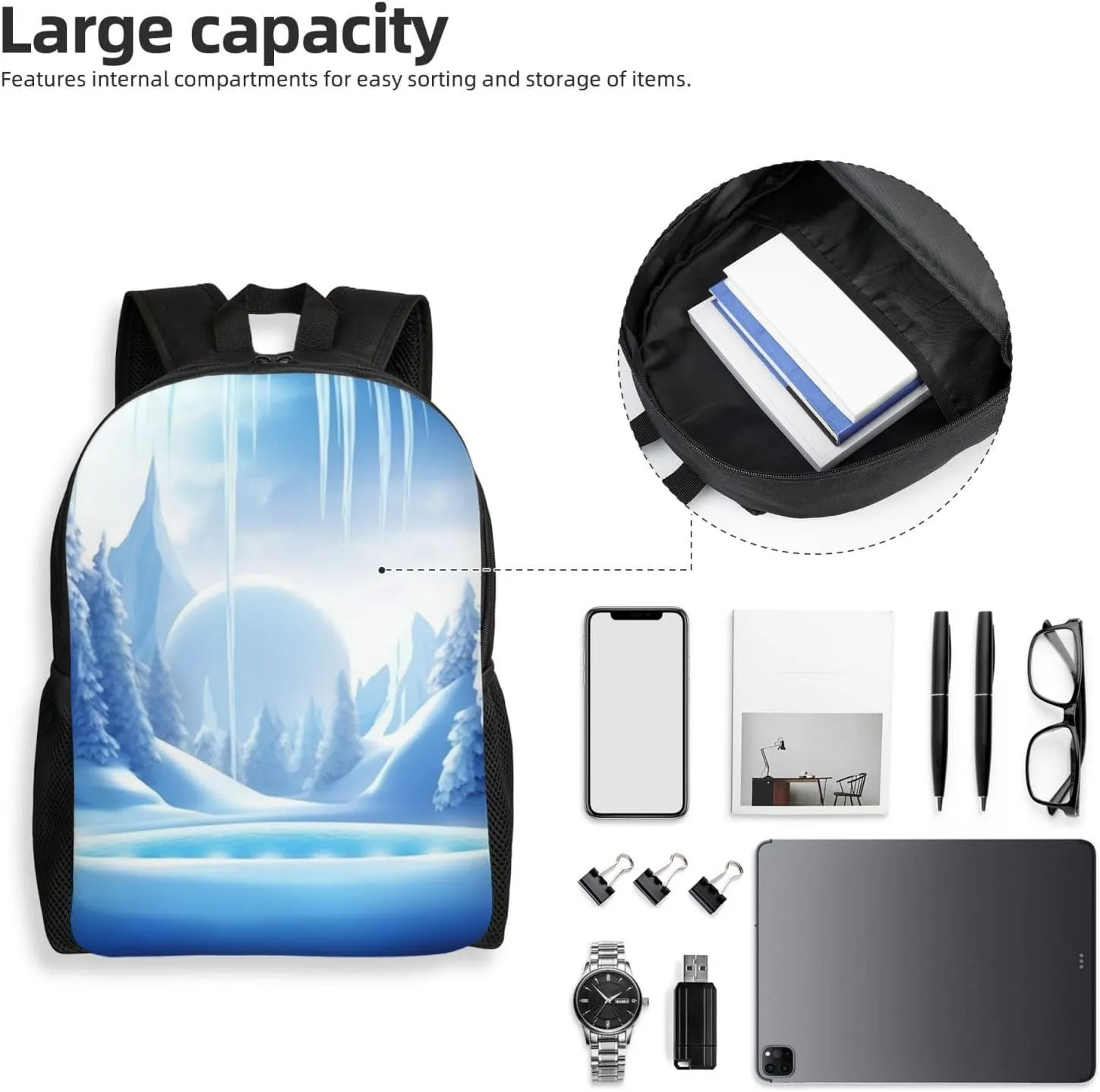 Backpack Travel Laptop Backpack For Men Women Lightweight Rucksack Snow Ice World Casual Daypack