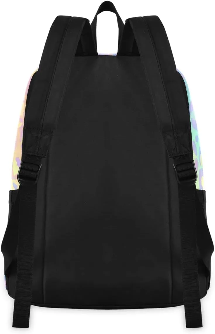 Backpack Travel Rucksack, Rainbow Leopard Print Neon Lightweight School Bag for Students Teens Girls Boys