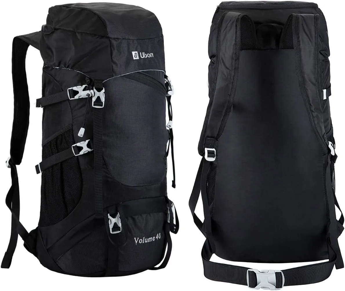 Backpack Unisex Black Hiking Lightweight Backpack 40L Waterproof Ultralight Foldable Money-saving Packable Daypack Outdoor Dependable Camping for Travel