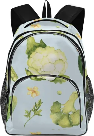 Backpacks 22L Three Layer Arc Book Bag Lightweight for Travel Camping Hiking Rucksack Daypack Kids & Adults Cauliflower and Cucumbers