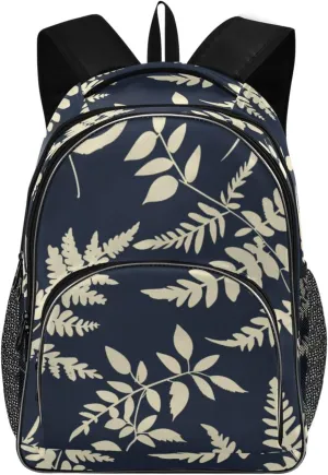Backpacks 22L Three Layer Arc Book Bag Lightweight for Travel Camping Hiking Rucksack Daypack Kids & Adults Leaves and Ferns Navy Blue