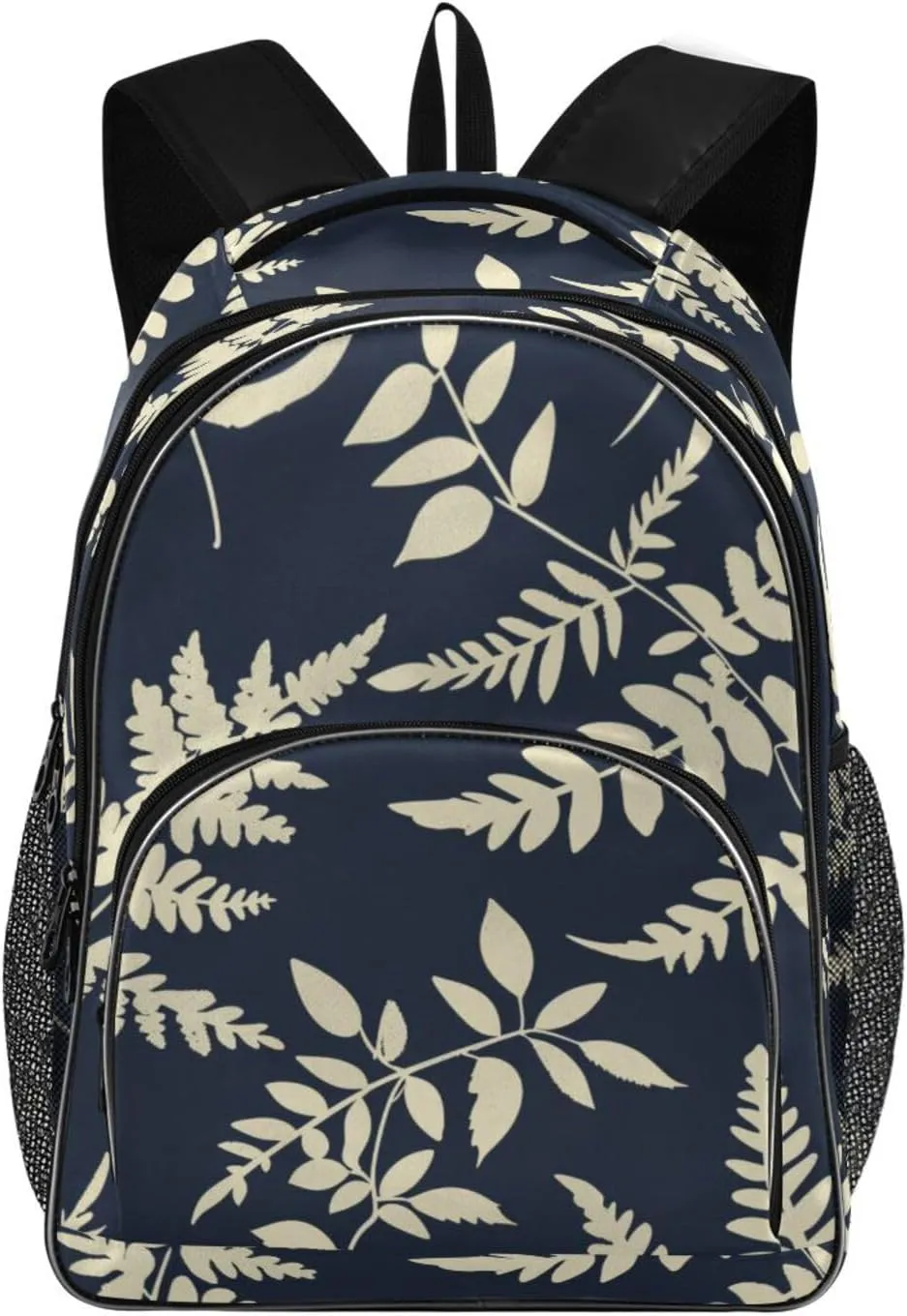 Backpacks 22L Three Layer Arc Book Bag Lightweight for Travel Camping Hiking Rucksack Daypack Kids & Adults Leaves and Ferns Navy Blue