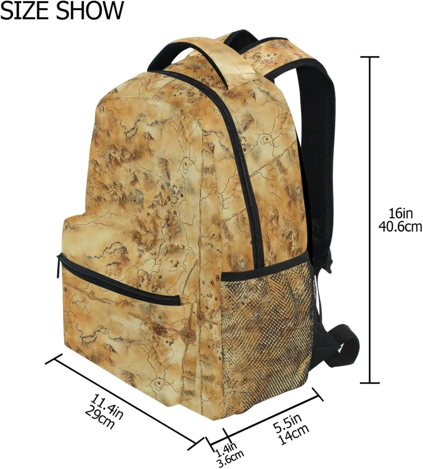 Backpacks for Unisex Adult Waterproof Vintage Daypacks with Chest Strap Gift Men & Women Vintage Game Map