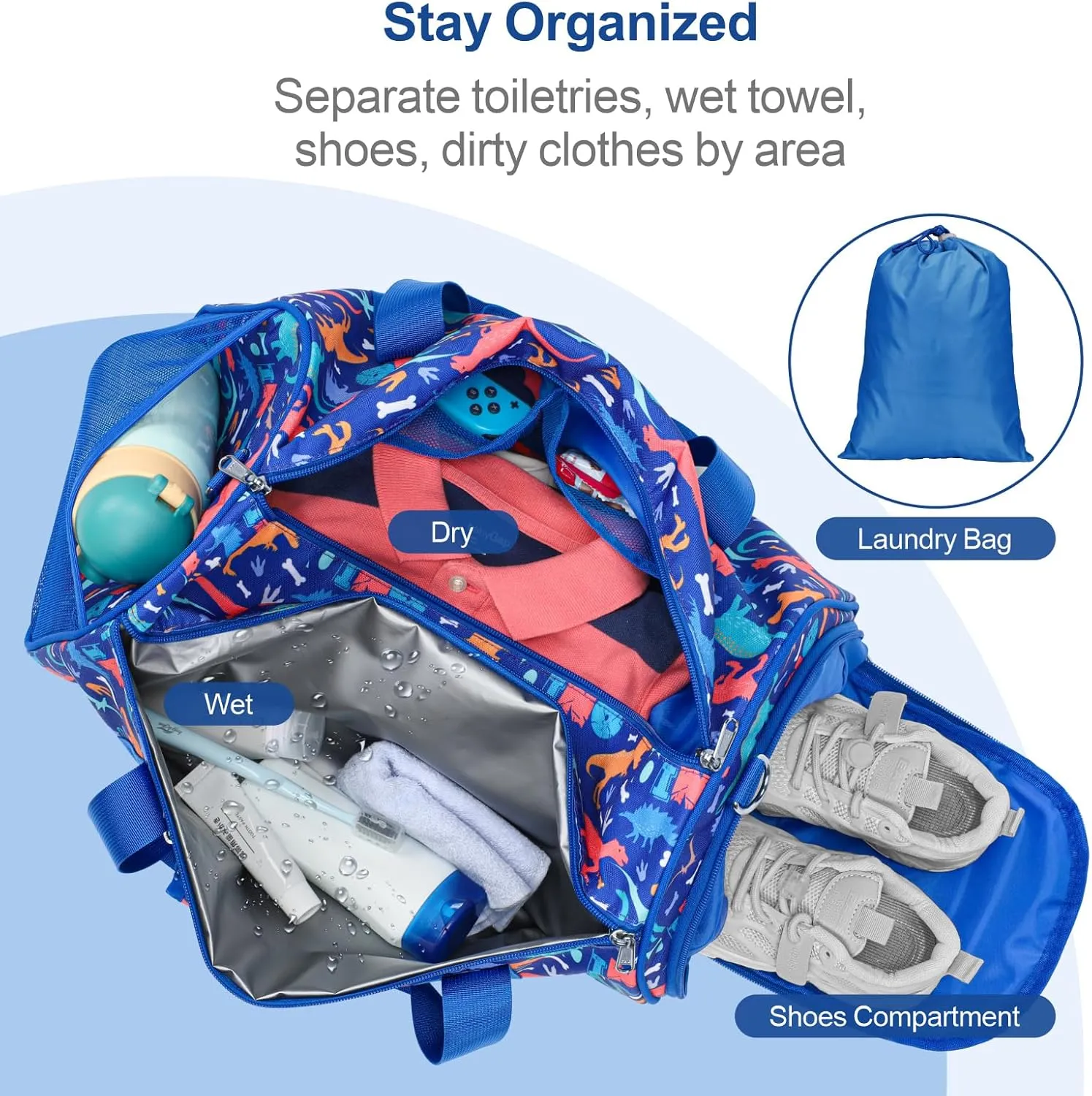 Bagseri Dance Bag for Girls - Ballet Duffle With Shoes Compartment for Kids Above 6yr, Overnight Travel Sleepover Bag With Dry Wet Separation Pockets