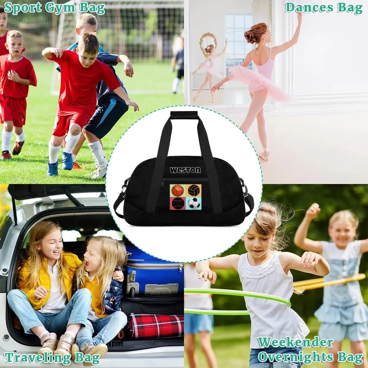 Ball Custom Name Gym Bag Soccer Volleyball Basketball Personalized Sport Duffel Bag Training Bag Carry On Overnight Weekender Travel Tote Bags, Black