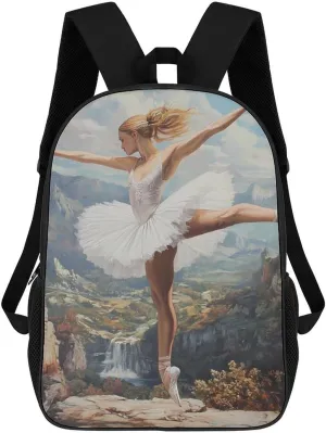 Ballet Dancer Ballerina on The Cliff 17 Inch Travel Backpack Casual Daypacks Computer Shoulder Bag for Work Shopping Unisex
