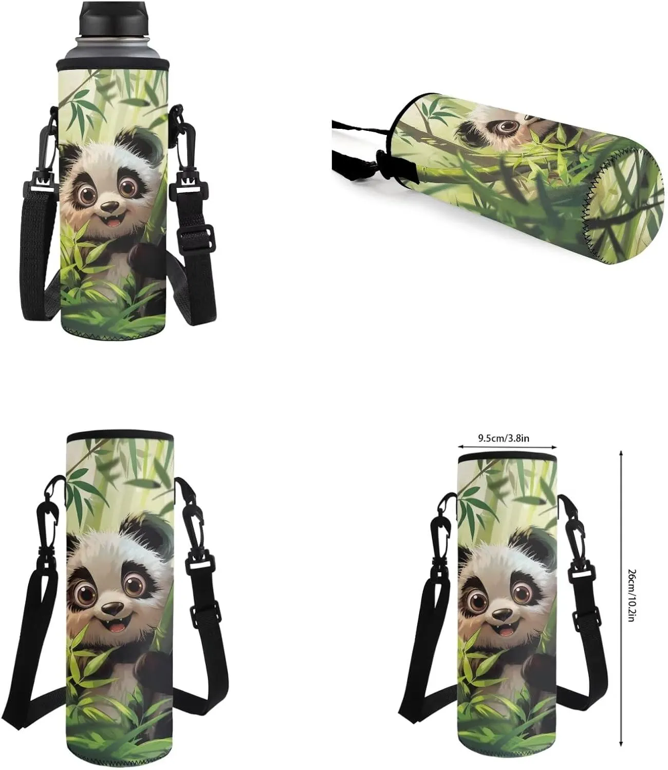 Bamboo Panda Junior High School Backpack for Girls 7Th School Bookbag with Pencil Case Rucksack for Teens Child Back To School 17 Inch Backpack 4Pcs Set Bookbag