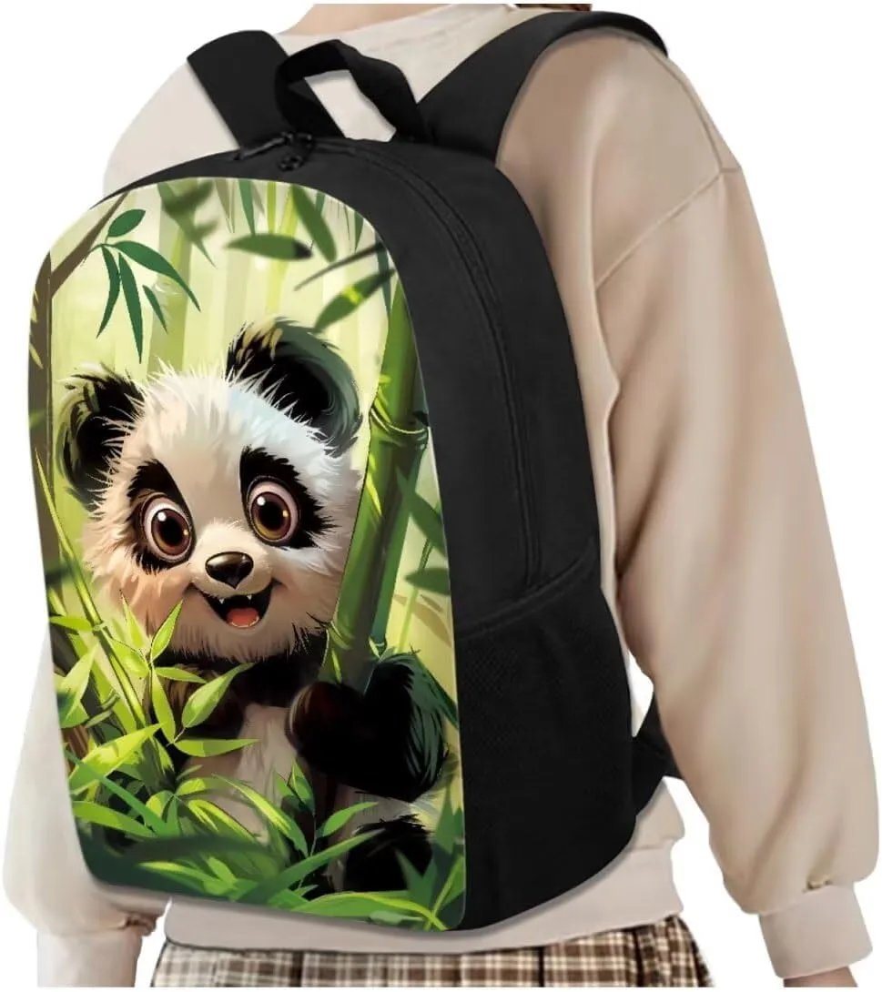 Bamboo Panda Junior High School Backpack for Girls 7Th School Bookbag with Pencil Case Rucksack for Teens Child Back To School 17 Inch Backpack 4Pcs Set Bookbag