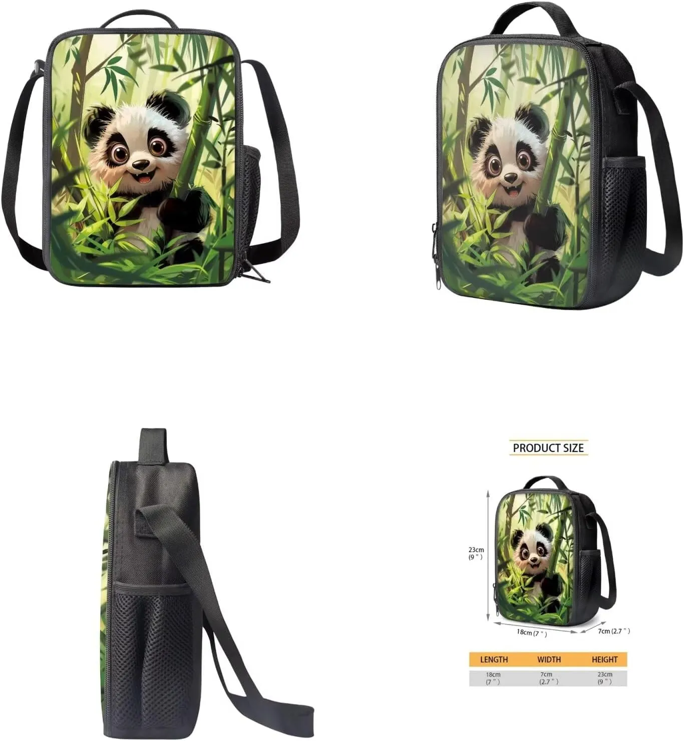 Bamboo Panda Junior High School Backpack for Girls 7Th School Bookbag with Pencil Case Rucksack for Teens Child Back To School 17 Inch Backpack 4Pcs Set Bookbag