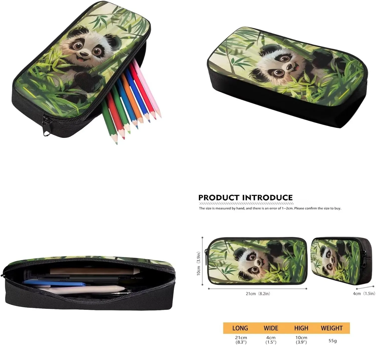Bamboo Panda Junior High School Backpack for Girls 7Th School Bookbag with Pencil Case Rucksack for Teens Child Back To School 17 Inch Backpack 4Pcs Set Bookbag