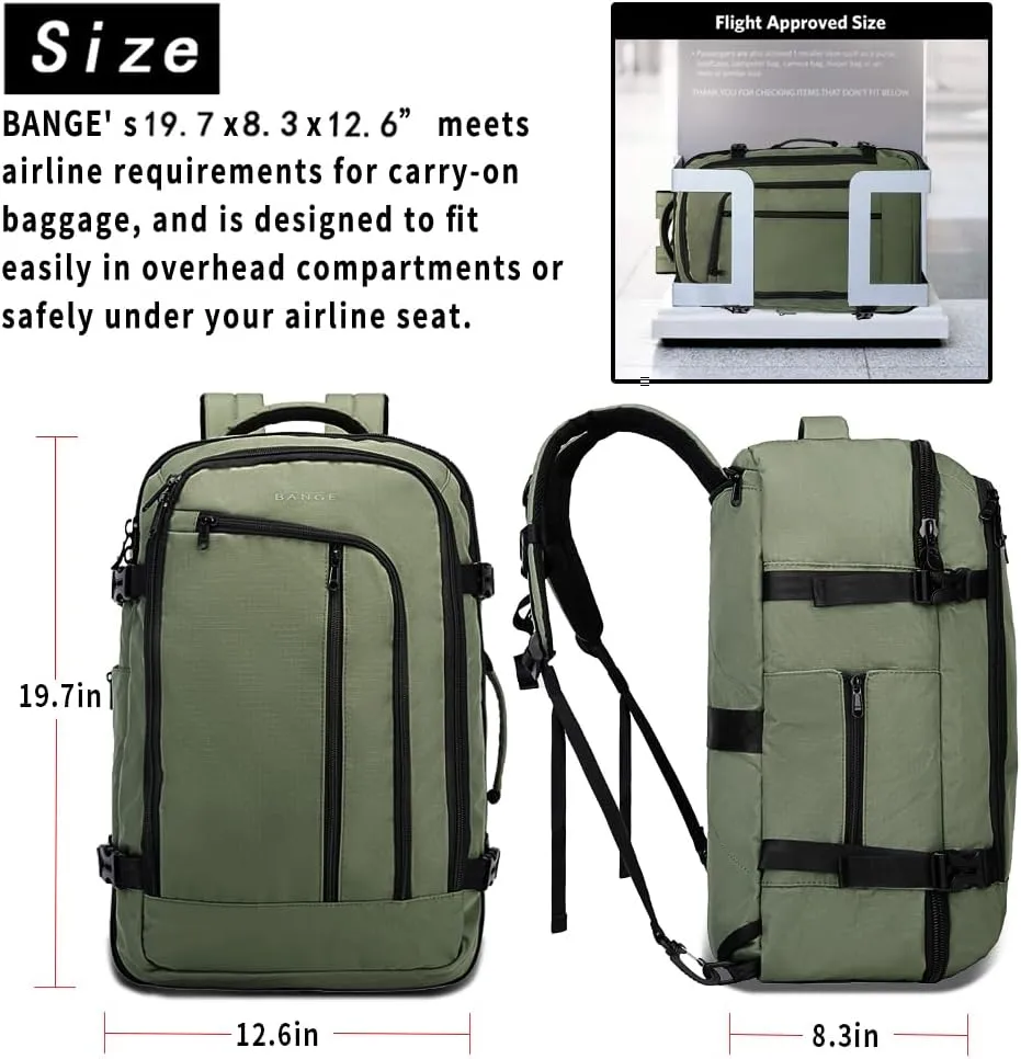 BANGE 40L Travel Overnight Backpack,FAA Flight Approved Suitcase Backpacks, Carry on Backpack…