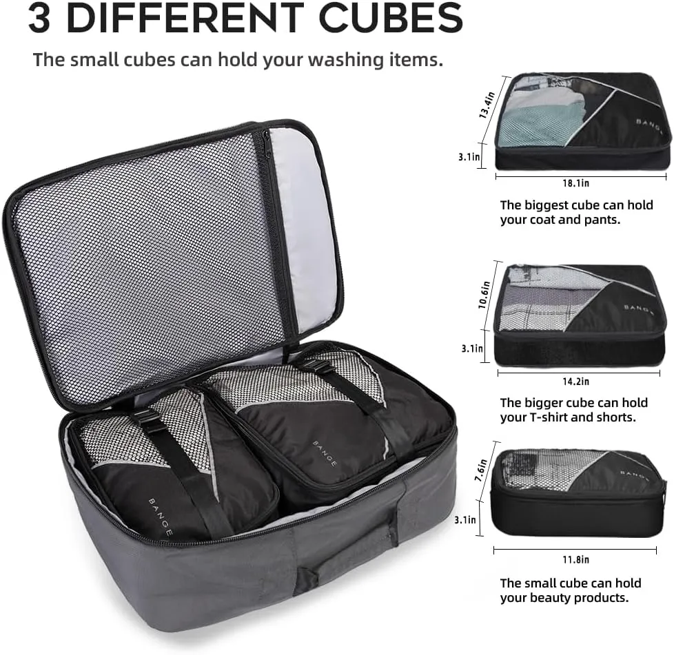 BANGE Travel Overnight Backpack,40-Liter FAA Flight Approved Weekender Bag Carry on Backpack GREY(with no cubes)…