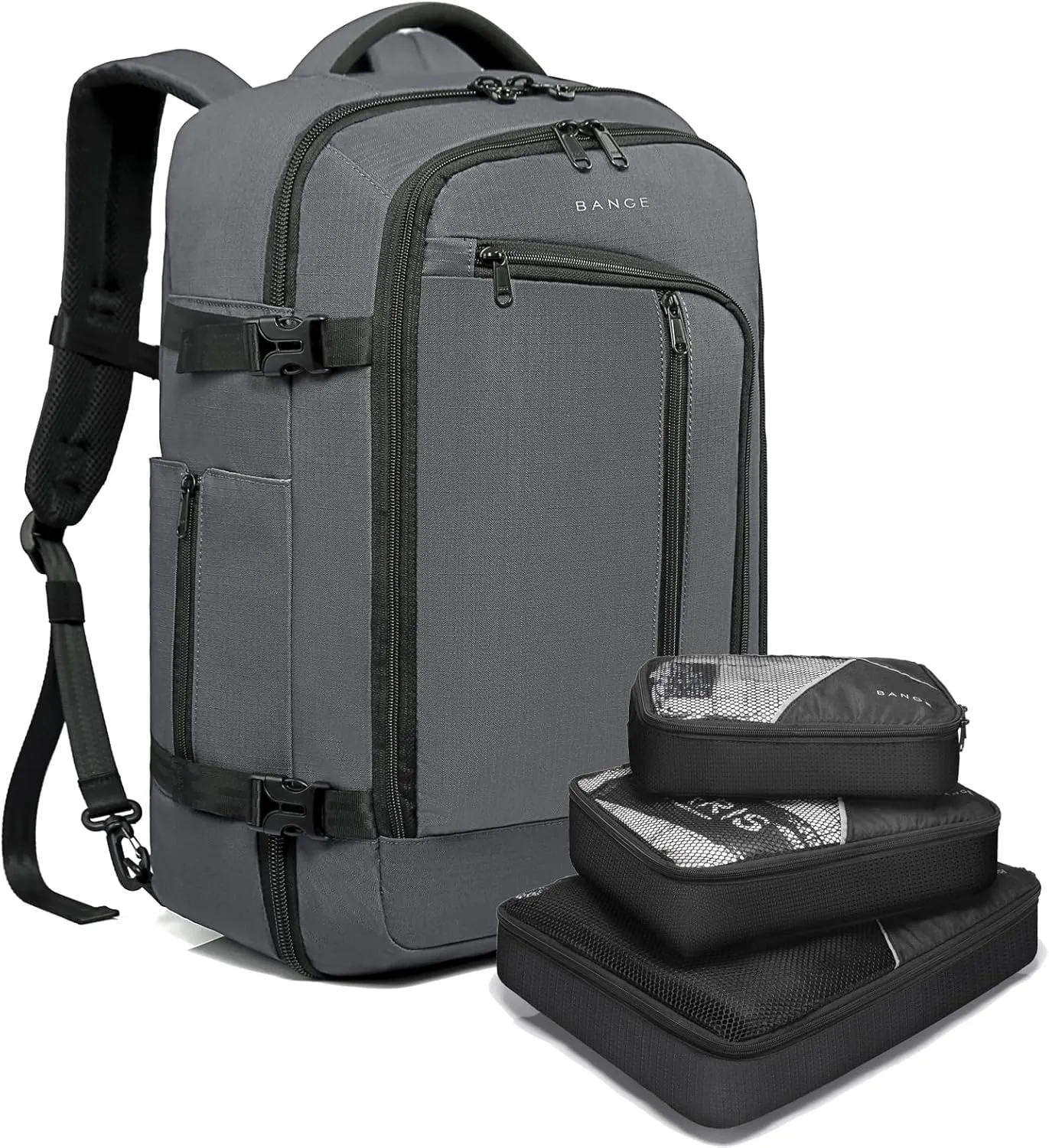 BANGE Travel Overnight Backpack,40-Liter FAA Flight Approved Weekender Bag Carry on Backpack GREY(with no cubes)…