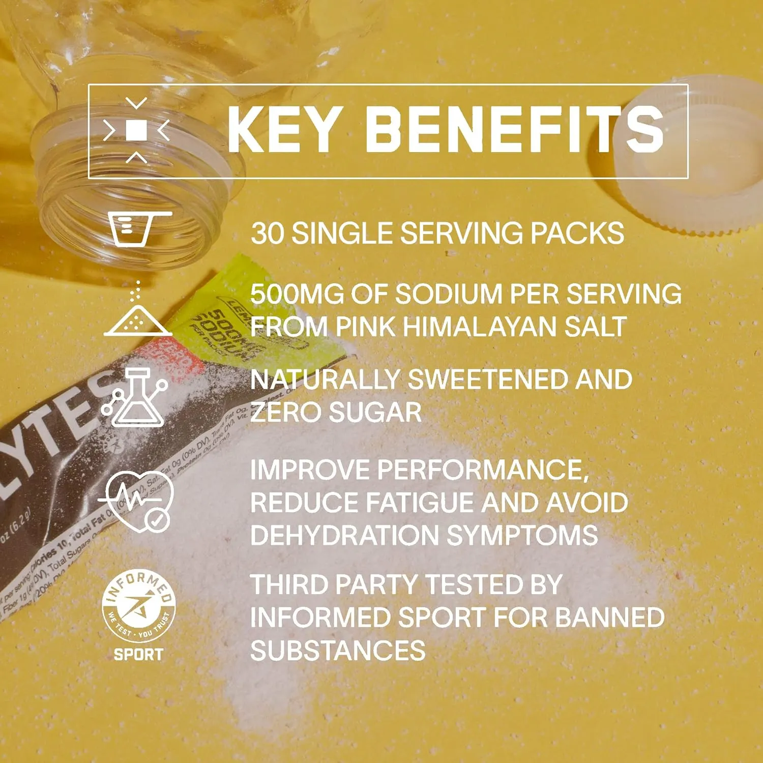 BARE PERFORMANCE NUTRITION BPN Electrolytes Go Packs Hydration Drink Mix | Sugar Free Electrolyte Powder | 500mg Sodium per Serving | Naturally Sweetened | Salted Watermelon, 30 Servings