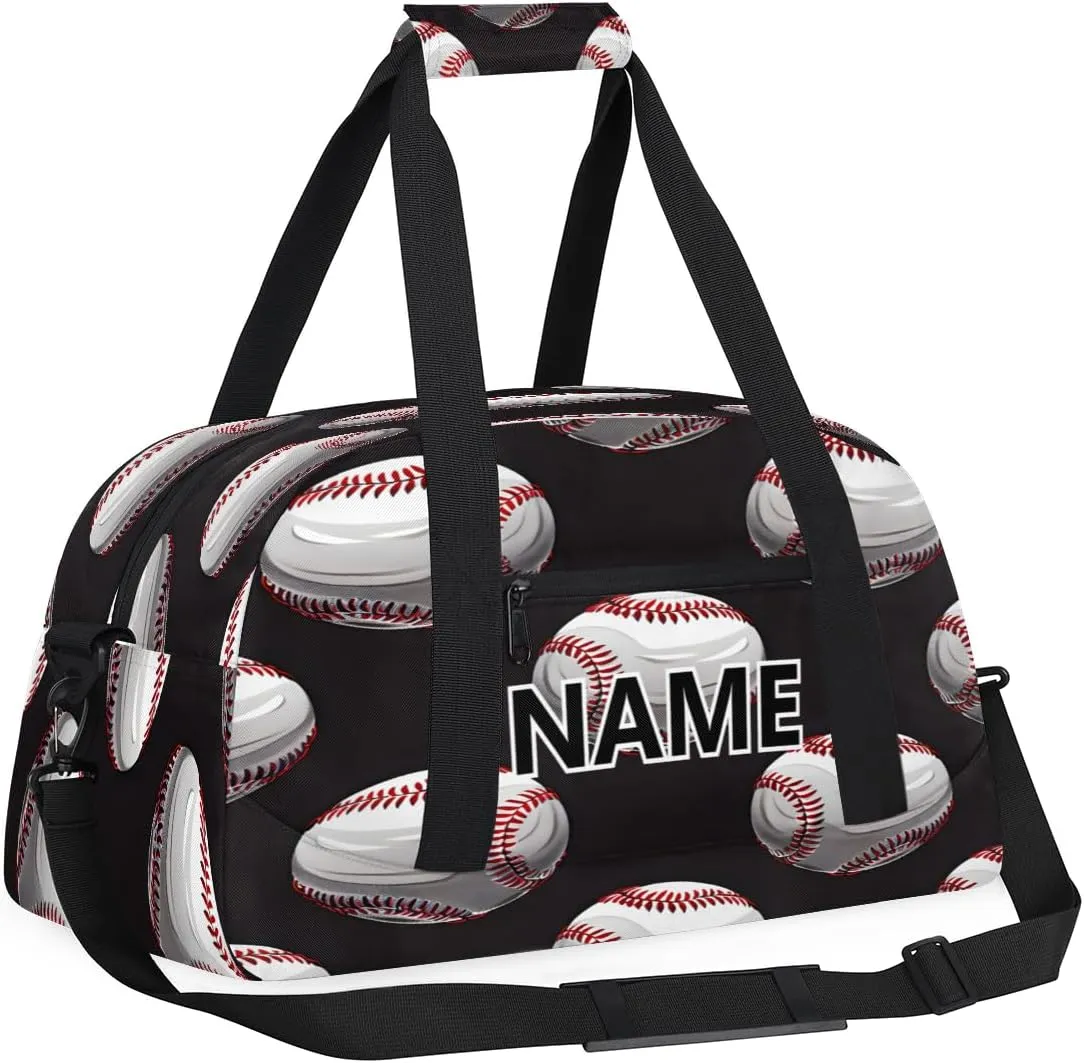 Baseball Custom Small Gym Bag 18 inch for Women Men Personalized Baseball Sports Pattern Carry On Overnight Weekender Bag for Travel Work Dance Sport